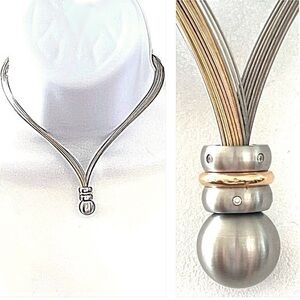 TeNo Genuine Diamond, Stainless Steel, & Gold Necklace!